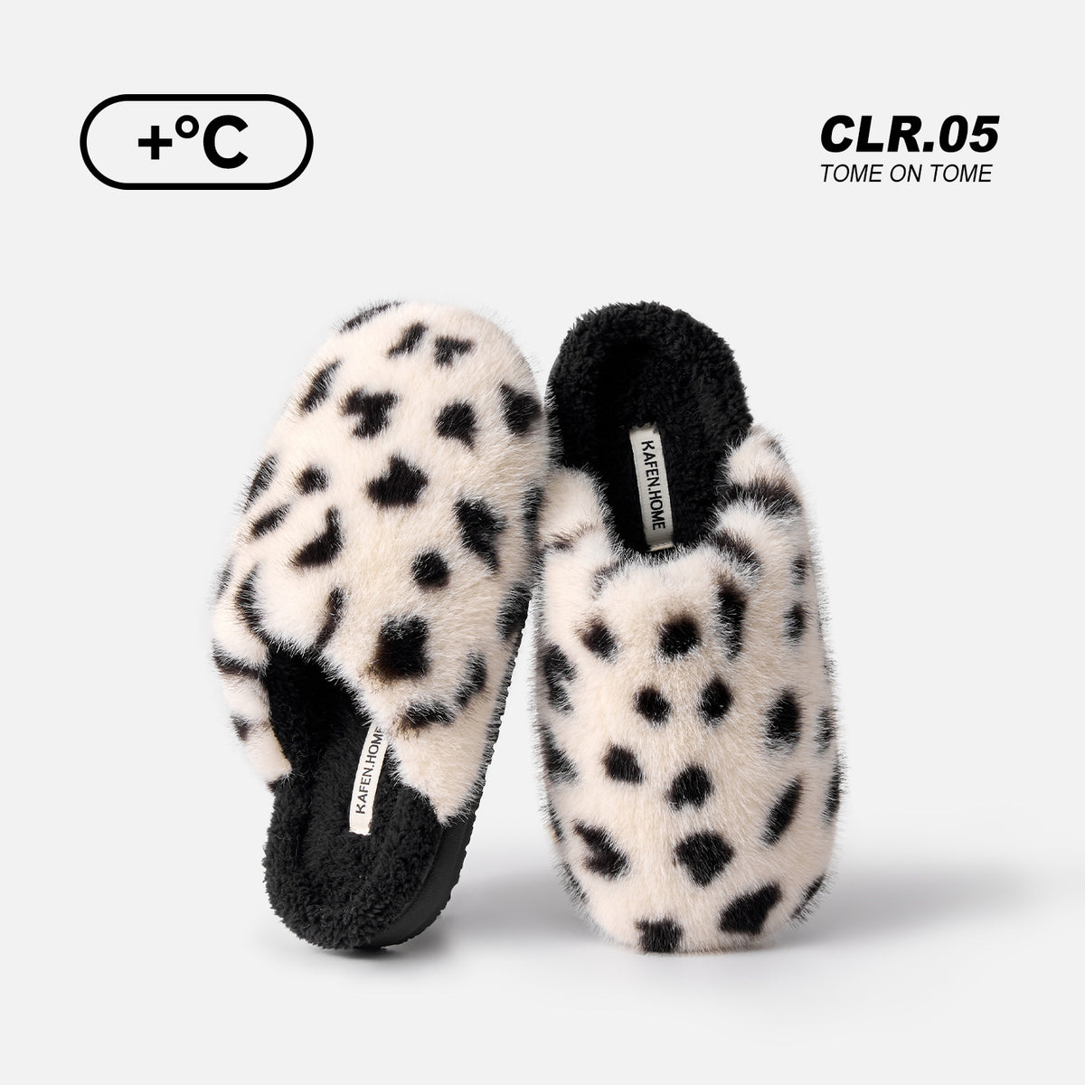 Women Winter Warm Fleece Lined Leopard Print Plush Closed Toe Non Slip House Slippers