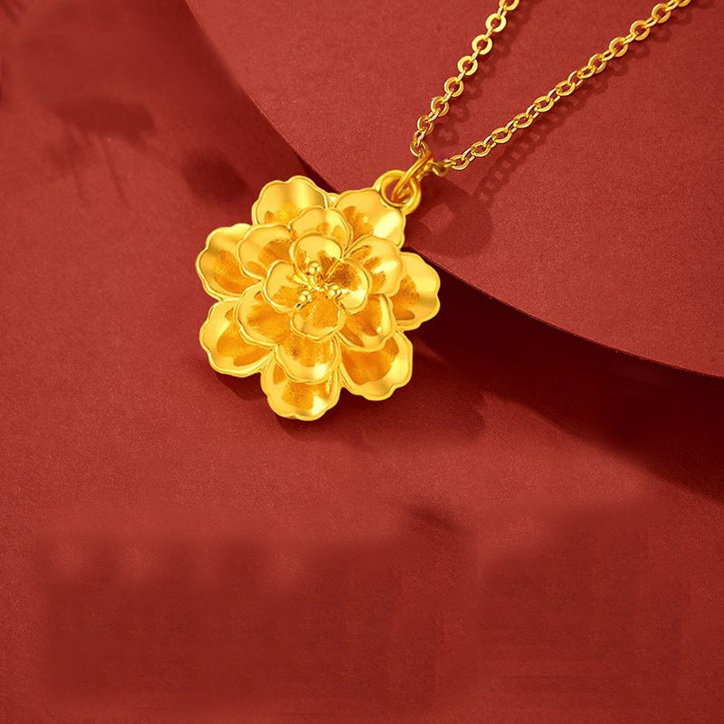 Peony Flower Pendant Necklace