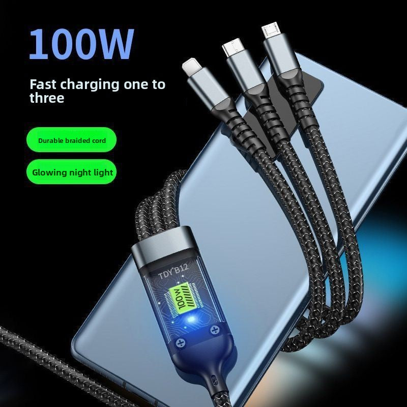 100W Three-in-One Fast Charging Data Cable