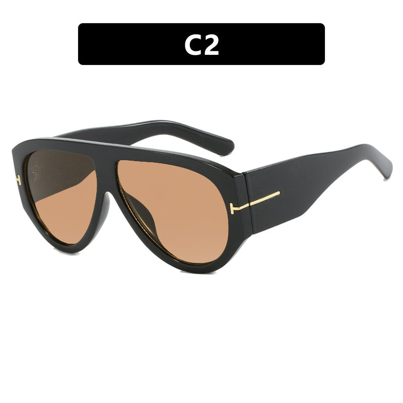 T-Shaped Large Frame Aviator Sunglasses
