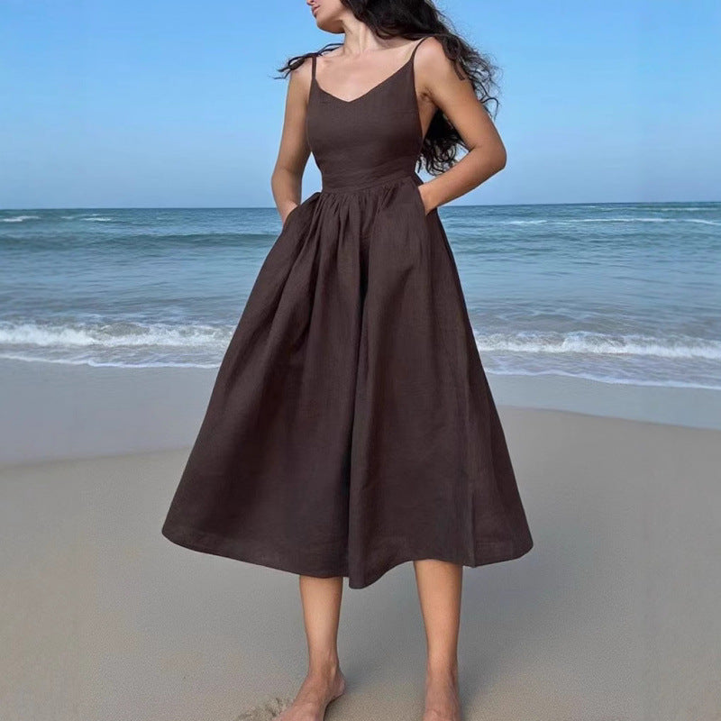 Elegant Backless Spaghetti Strap Dress