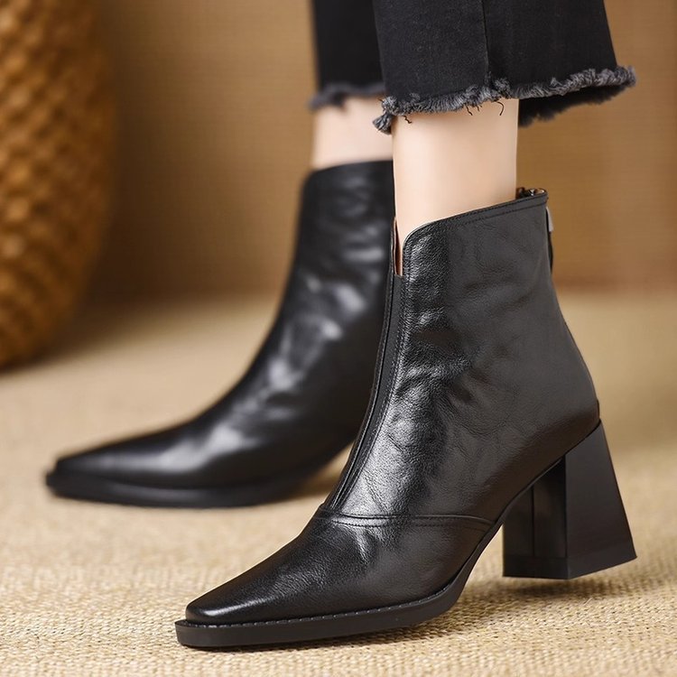 Women Retro Square Toe Ankle Boots