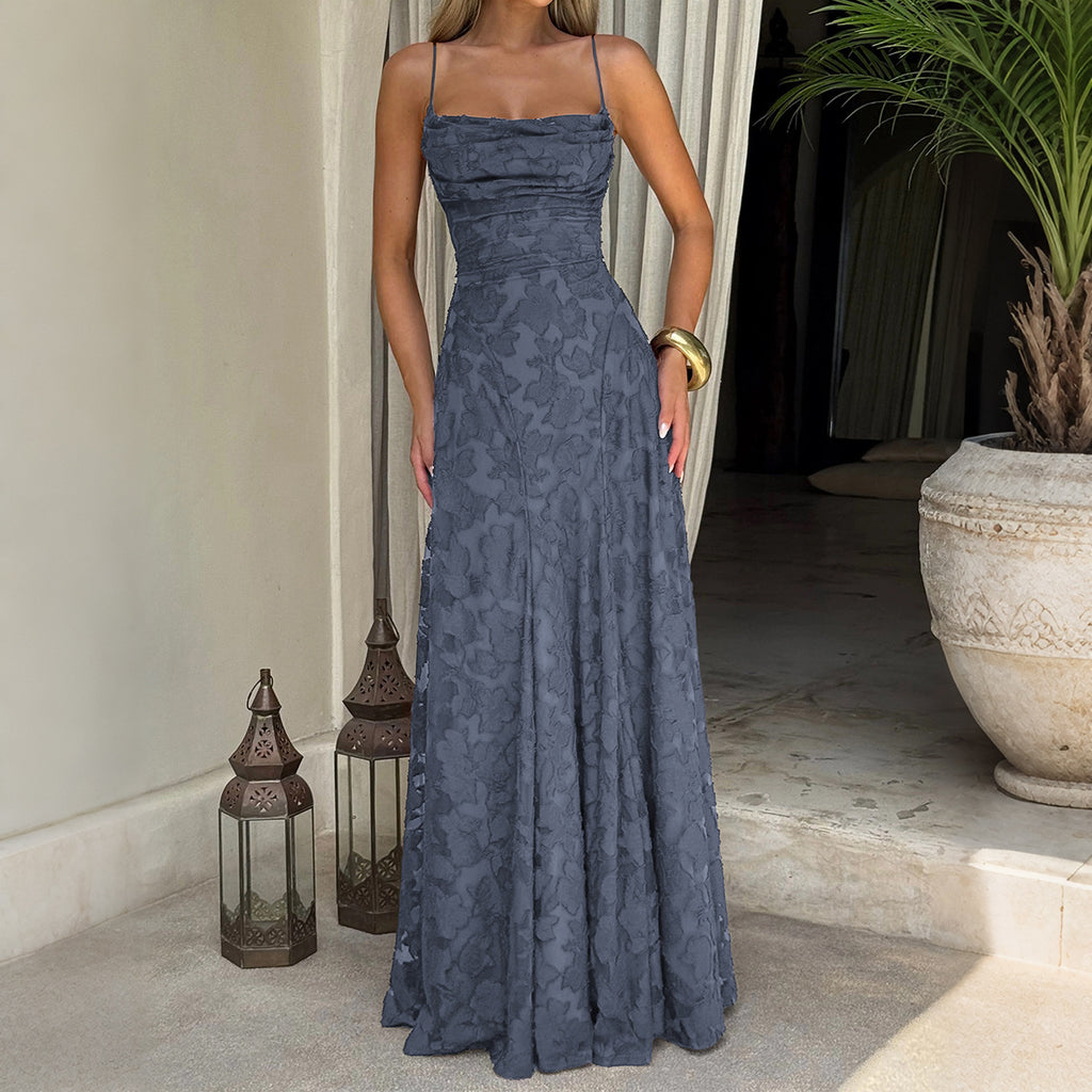 Elegant Suspender High Waist Long Dress