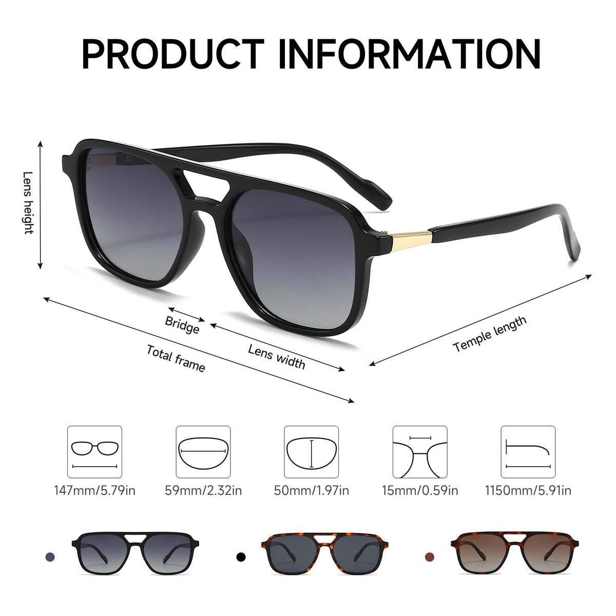 Retro Square Polarized Sunglasses UV400 Protection