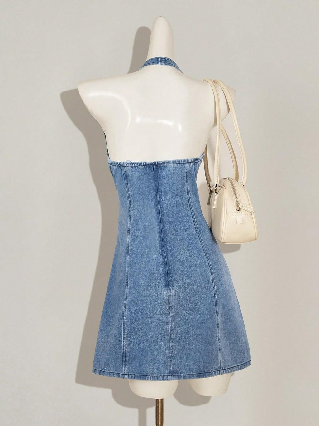 Denim Halter Neck Short Skirt