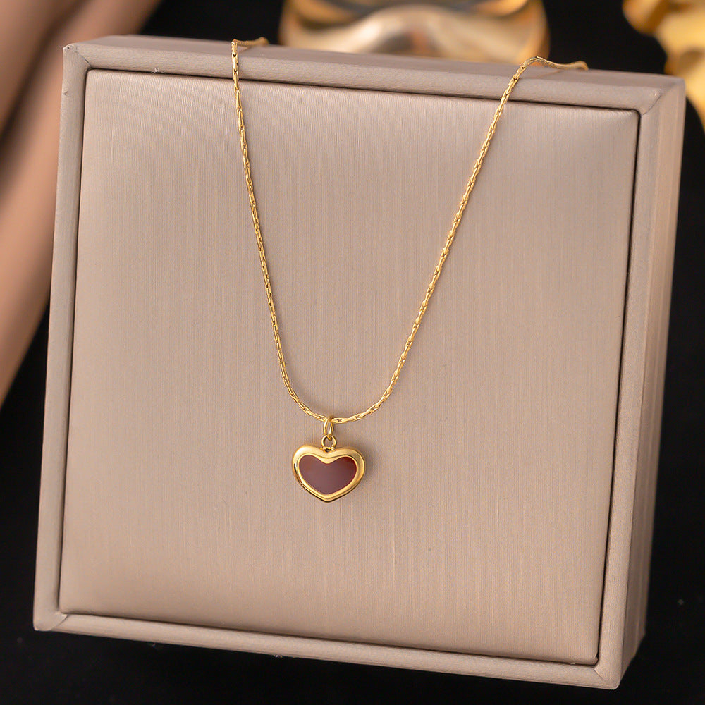 Titanium Steel Heart-Shaped Necklace for Women Fashion Heart Pendant Necklace