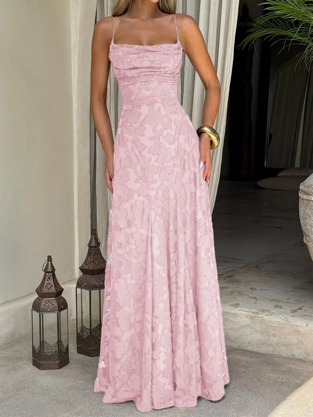Elegant Suspender High Waist Long Dress