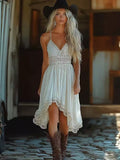 Retro Bohemian Suspender Lace Dress