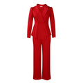 Elegant Women's Office Suit Set with Wide Leg Pants