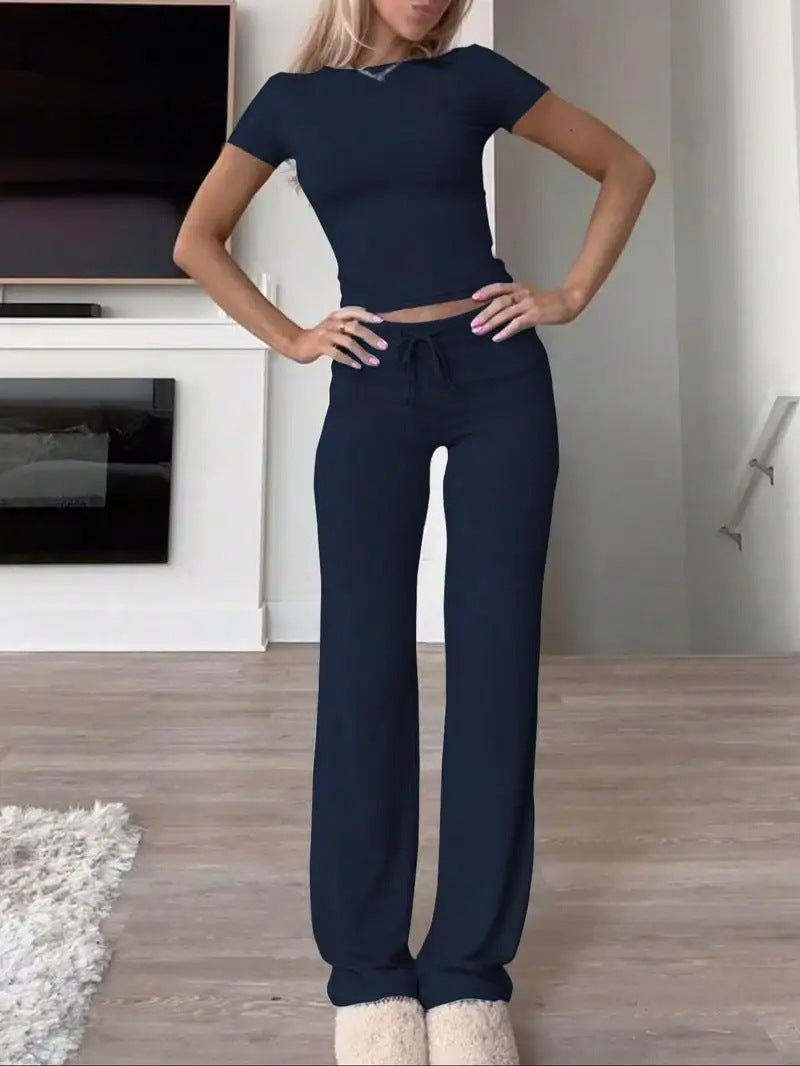 Casual Cotton Blend Two-Piece Set