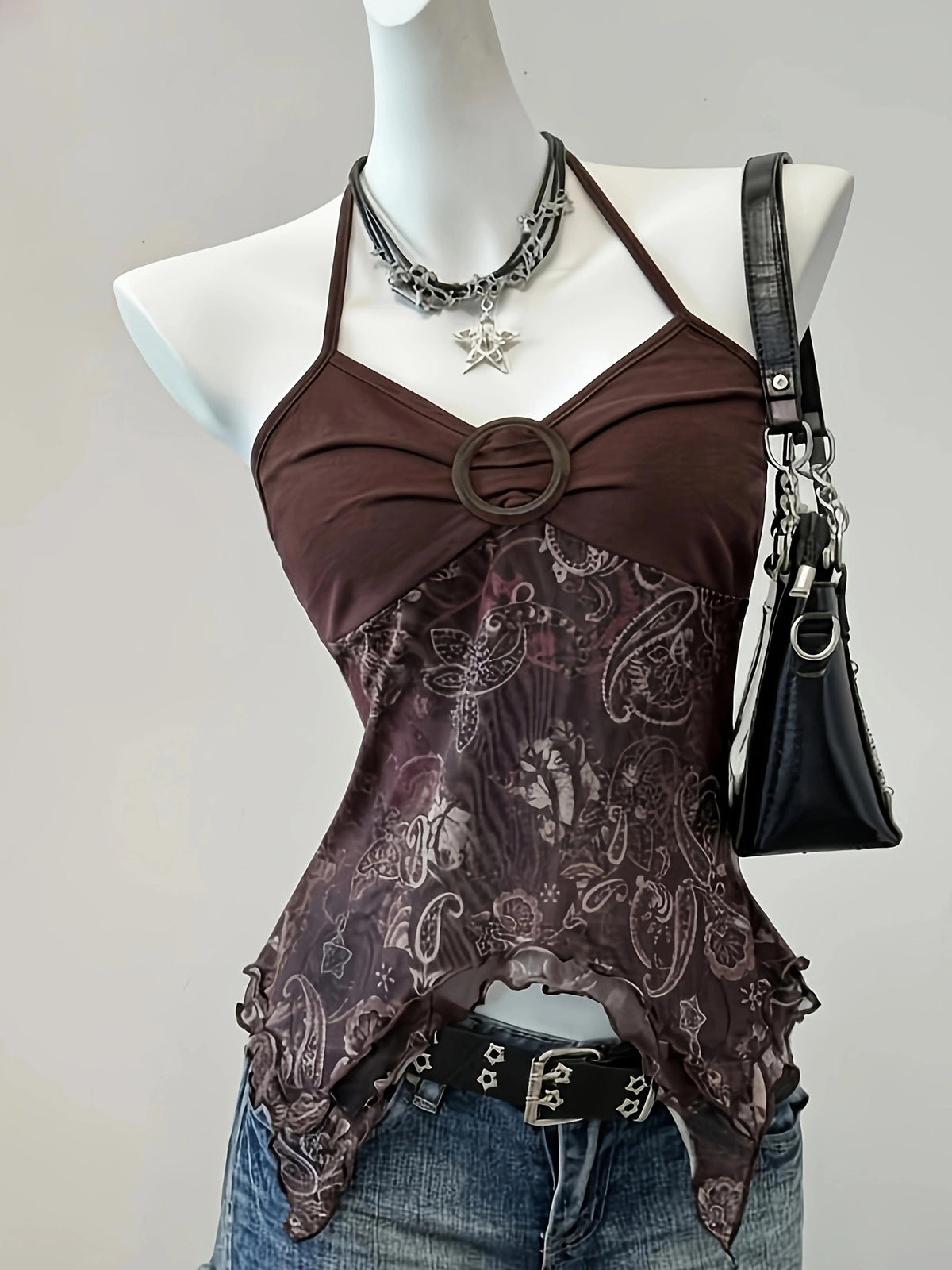 Halter Neck Printed Womens Top