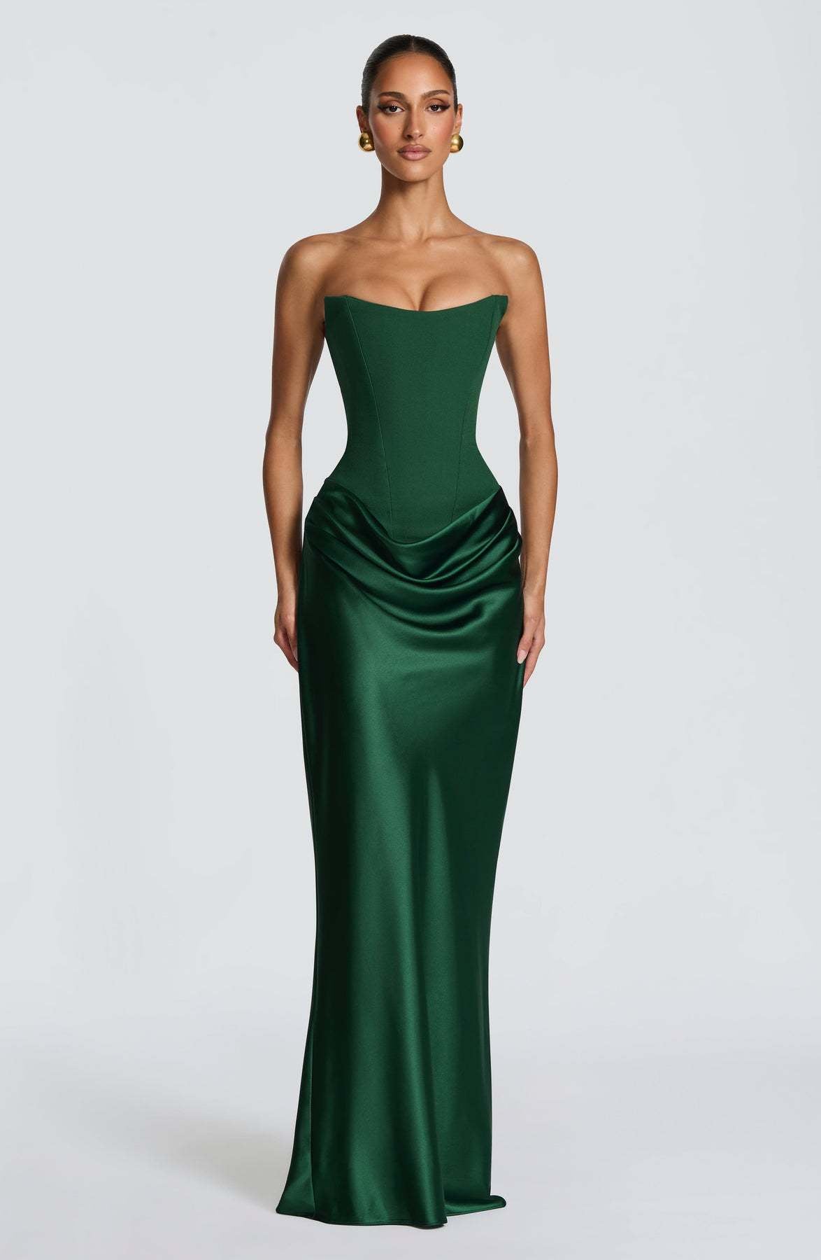 Satin Tie Waist Bodycon Long Dress