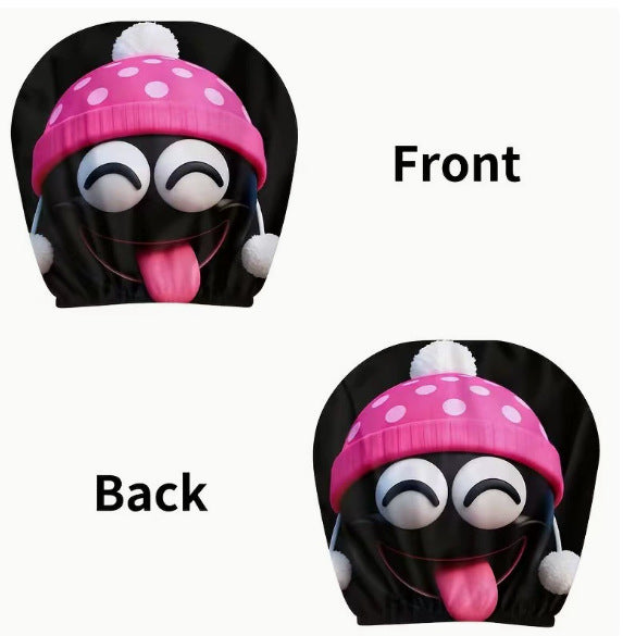 Black Skull Car Printed Headrest Cover Universal Elastic Style Funny and Interesting Universal Headgear