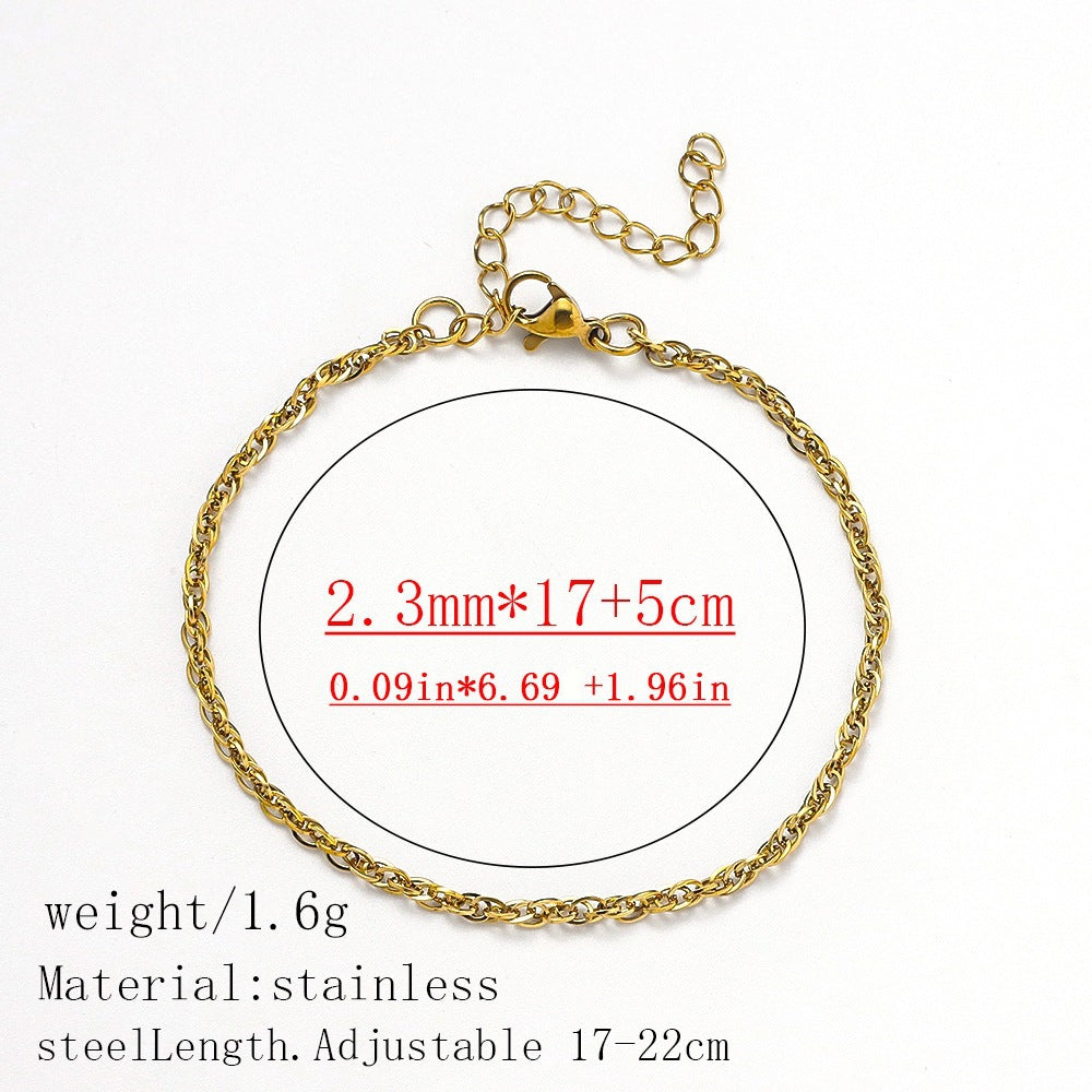 316L Titanium Steel Bracelet Waterproof Hypoallergenic Gold Plated Chain Jewelry for Men Women Unisex Fashion Accessories
