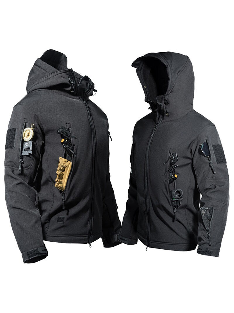 Mens Windproof Waterproof Fleece Lined Hooded Jacket