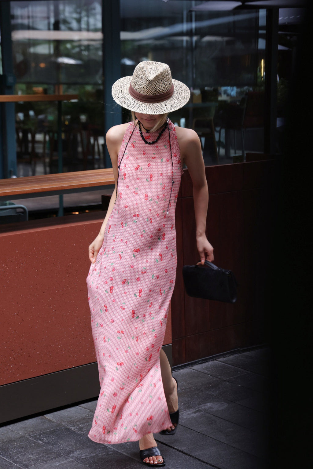 French Retro Spaghetti Strap Silk Dress