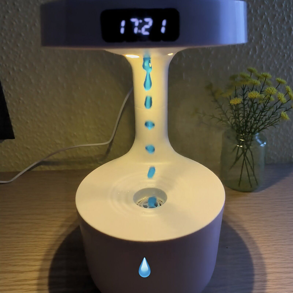Anti-Gravity Water Droplet Humidifier with LED Mood Light