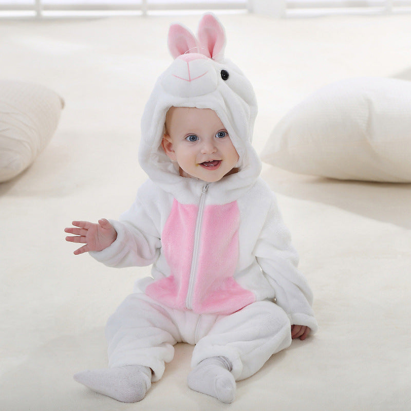 Children Flannel Romper with Animal Design