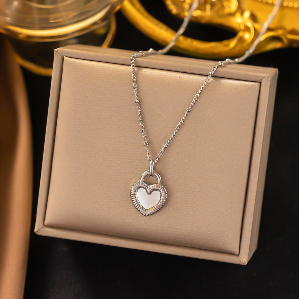 Titanium Steel Heart-Shaped Necklace for Women Fashion Heart Pendant Necklace