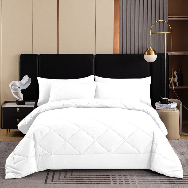 Three-Piece Quilted Solid-Color Bedding Set
