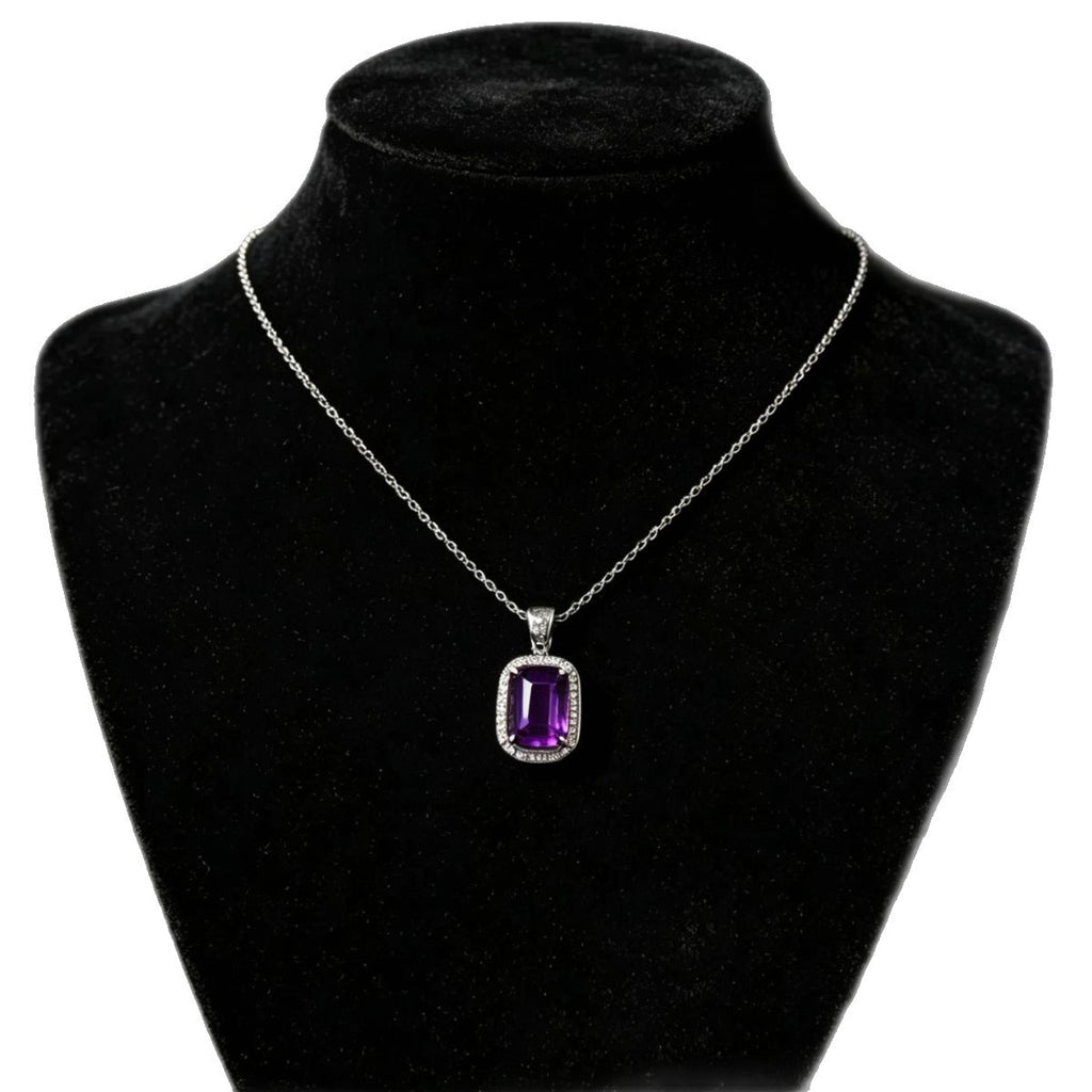 Square Zircon Geometric Necklace with Cross Chain