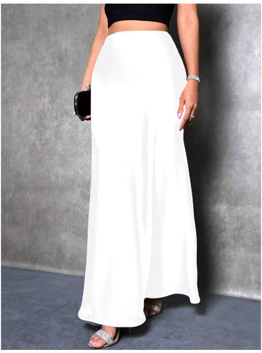 Simple, faux-silk long dress for women