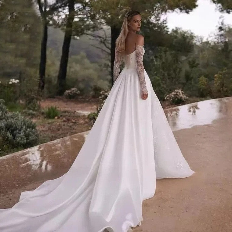 Long Sleeve Strapless Wedding Dress