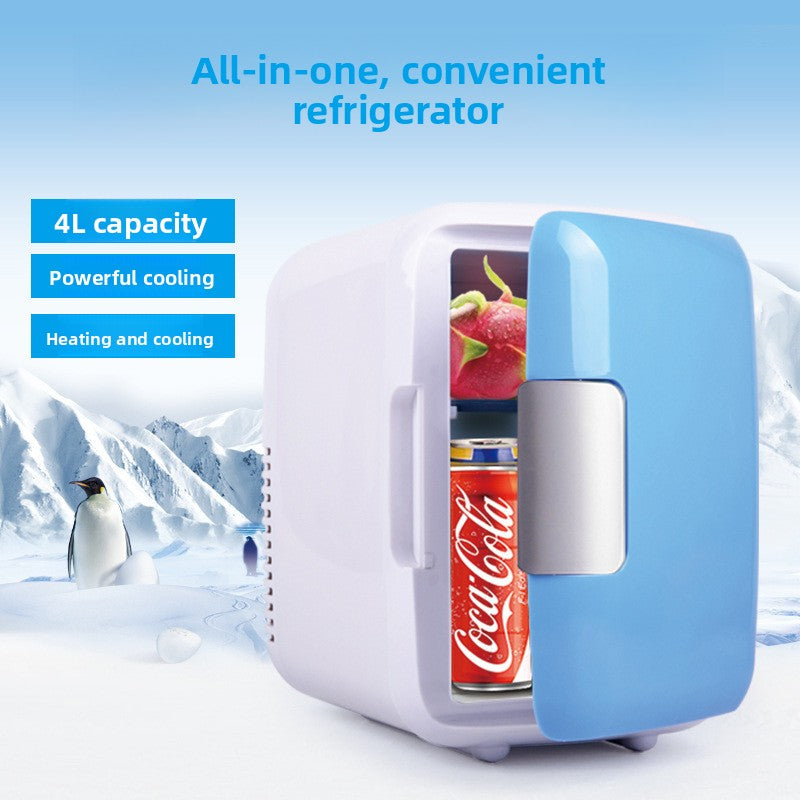 4L Portable Car and Home Mini Fridge, Cooling and Warming Refrigerator, 12V/110V-220V, Blue Pink White