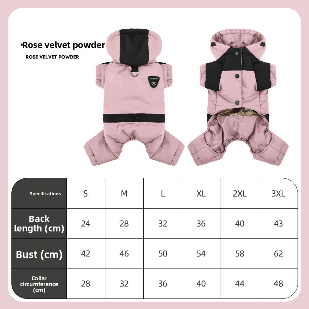 Dog Four-Legged Warm Jacket with Hood