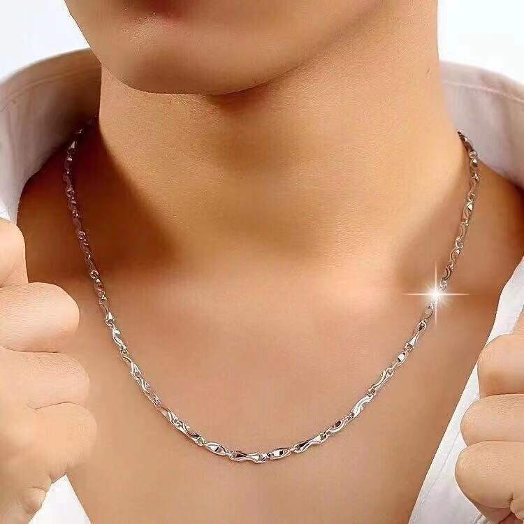 Retro Geometric Ingot Chain Necklace