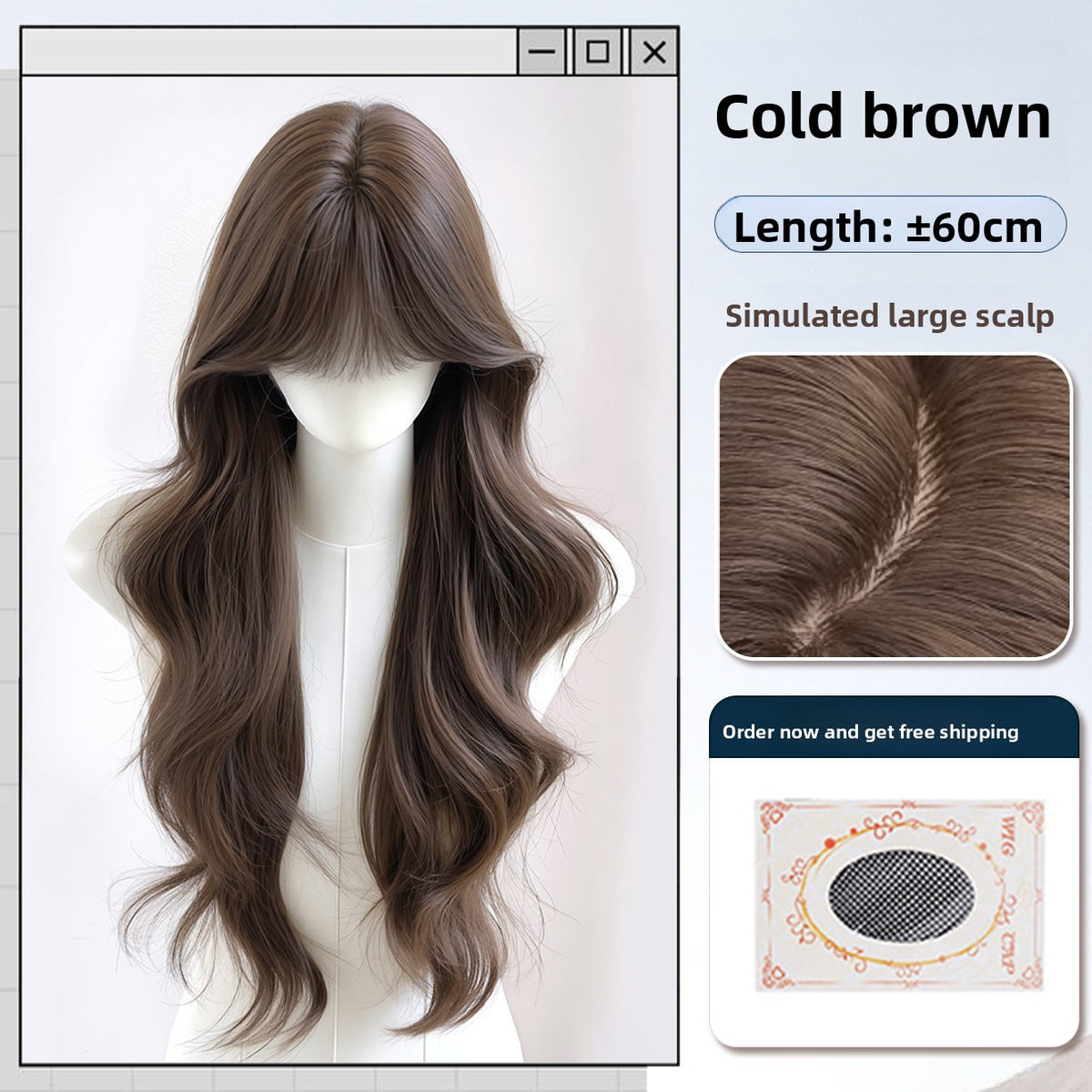 Long Wavy Wig with Bangs Korean Style