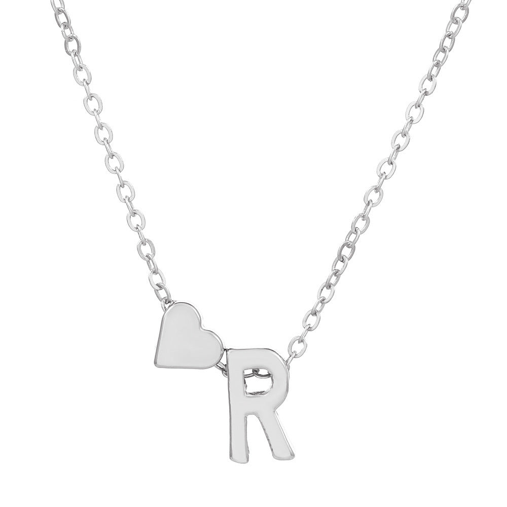 Heart Letter Necklace and Bracelet Set