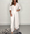 Womens Side Split Two Piece Set Long Sleeve Top and Pants Outfit