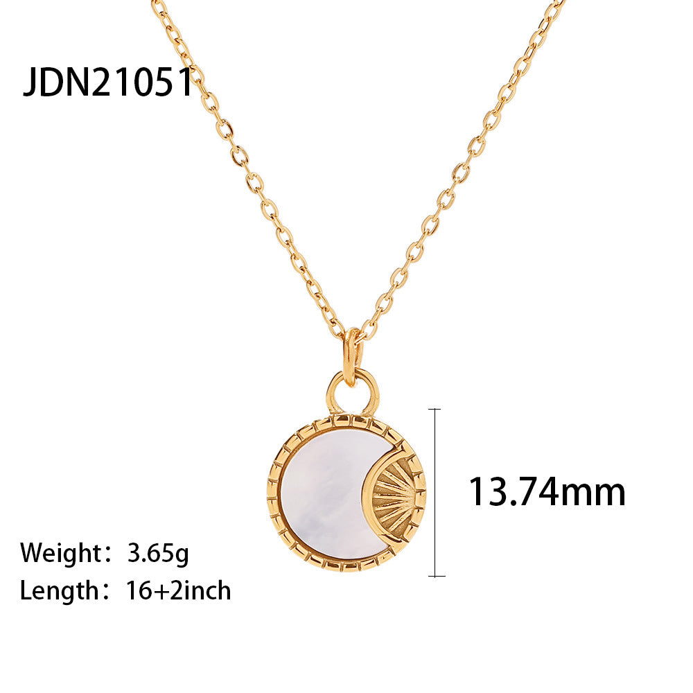 Stainless Steel Inlaid with Diamonds Vintage Mother-Of-Pearl Jewelry Classic Fashion Cross-Border