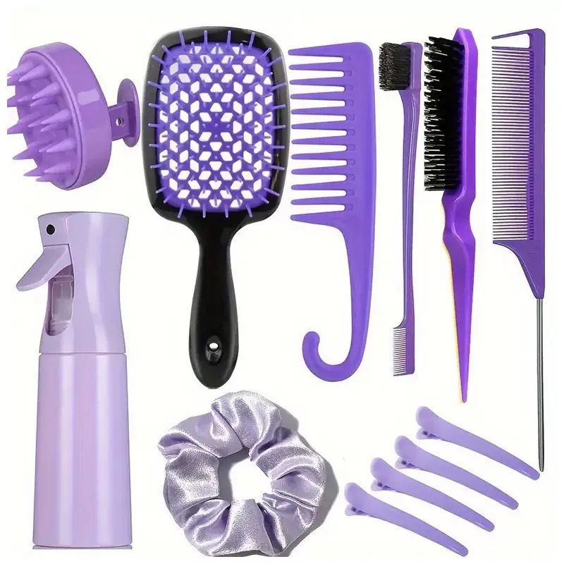 Hair Styling Comb Set with Spray Bottle and Eyebrow Brush