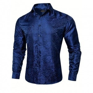 Printed Long-sleeved Men's Top Slim-fit Casual Shirt
