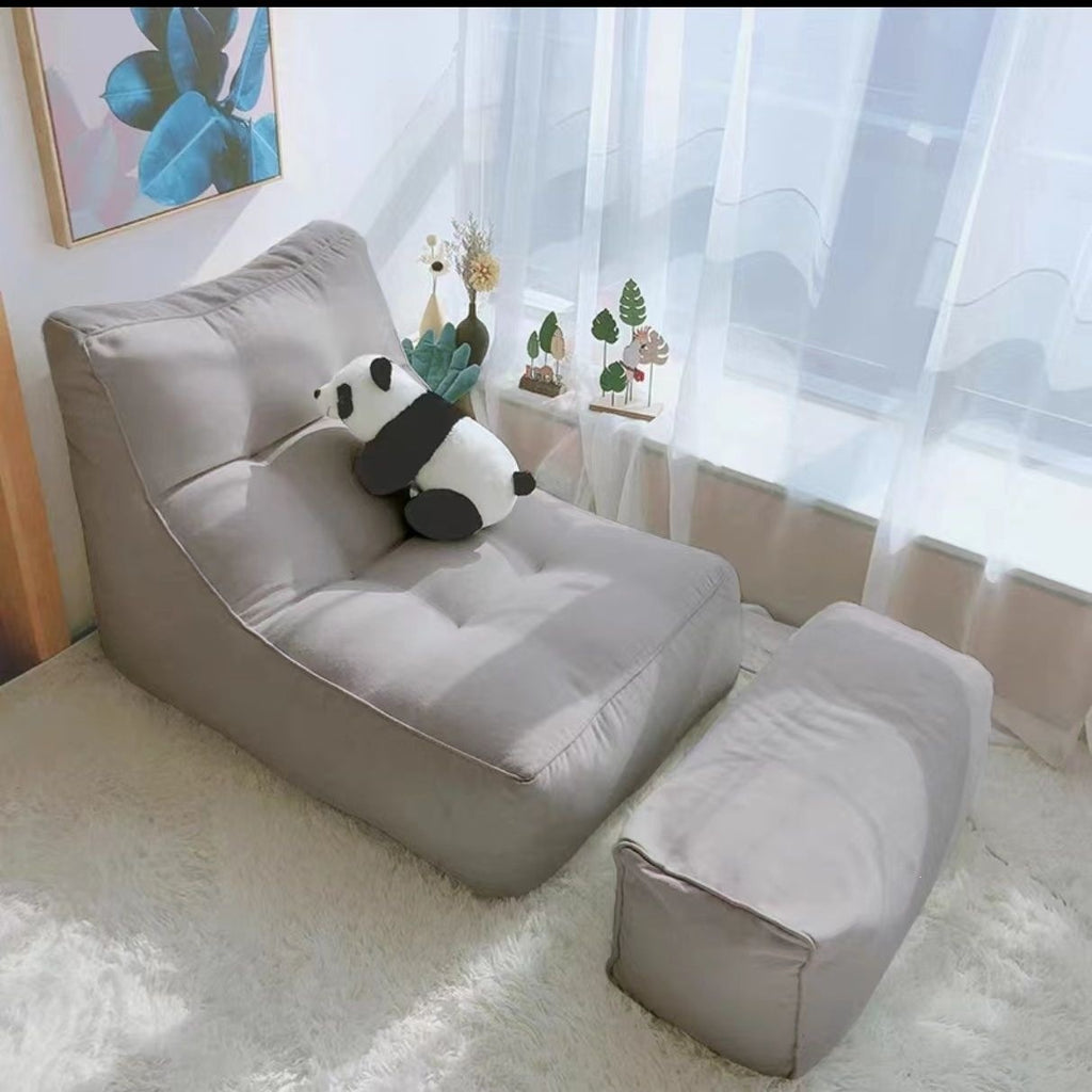Single Leisure Chair Floor Lounge Bean Bag Tatami Lazy Sofa with Footrest