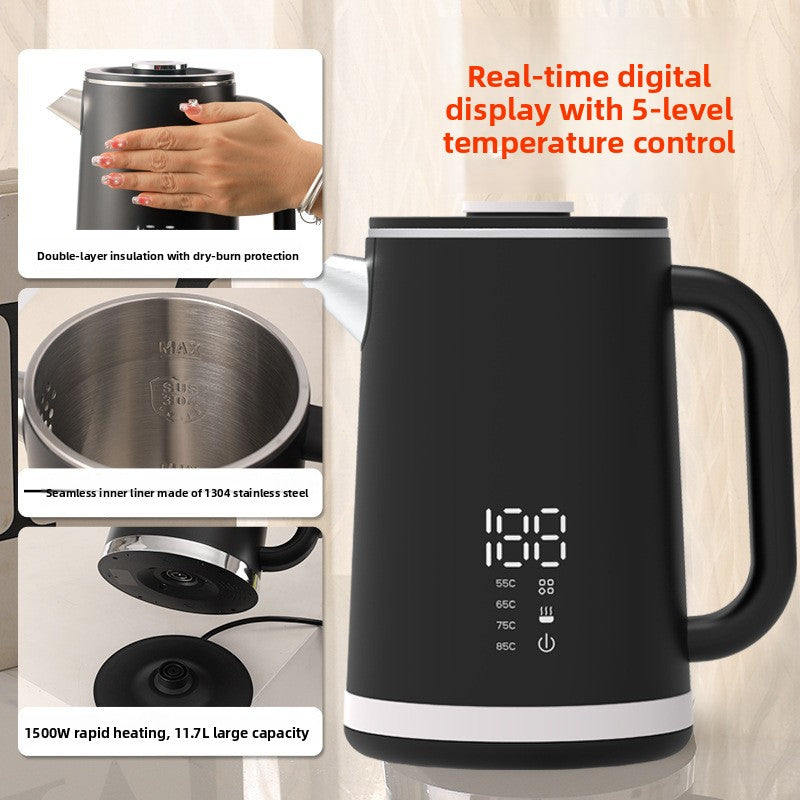 Stainless Steel Electric Kettle with Temperature Display
