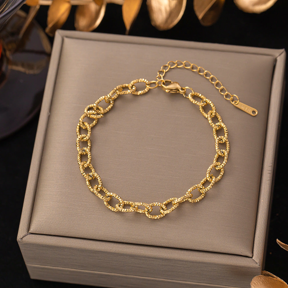 Women's Titanium Steel Inlaid Charm Bracelet Versatile Fashion Jewelry