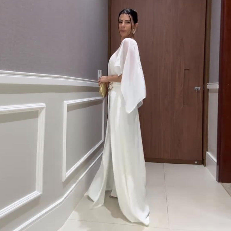 Elegant Round Neck Long Dress