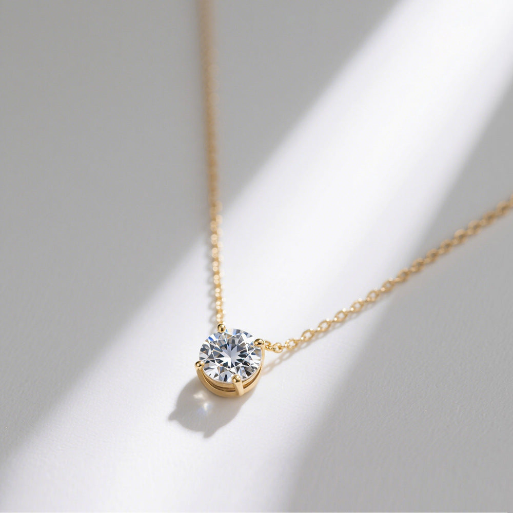 Sterling Silver Moissanite Heart Pendant Necklace