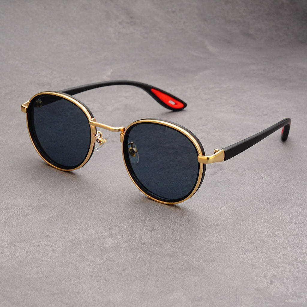 Retro Casual Gold-Rimmed Round Sunglasses