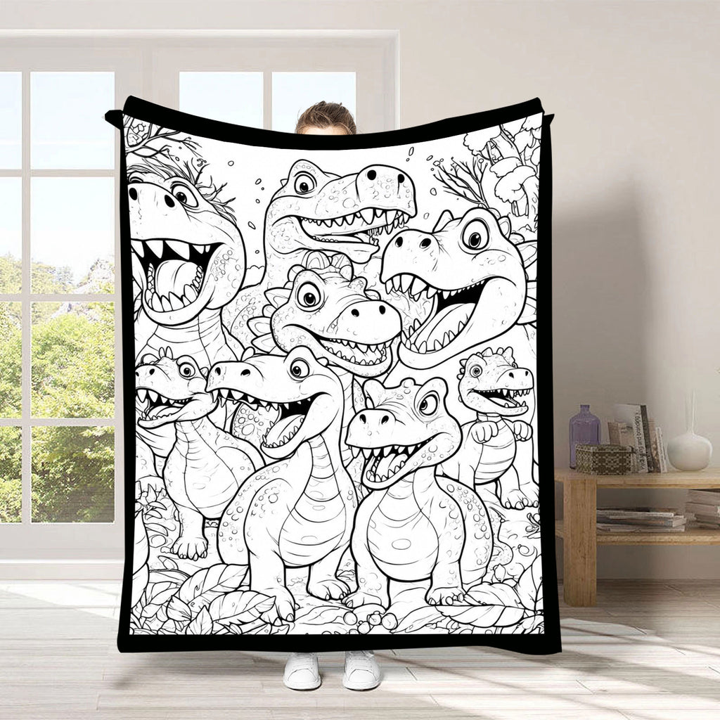 Black and white line-drawn graffiti rug