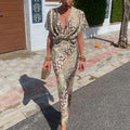 Summer Fashion Knotted Print V-Neck High-Waist Dress