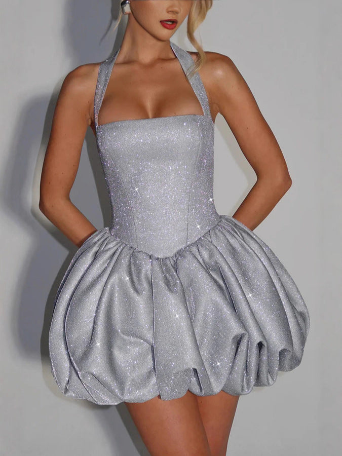 Elegant Sequin Halterneck Dress