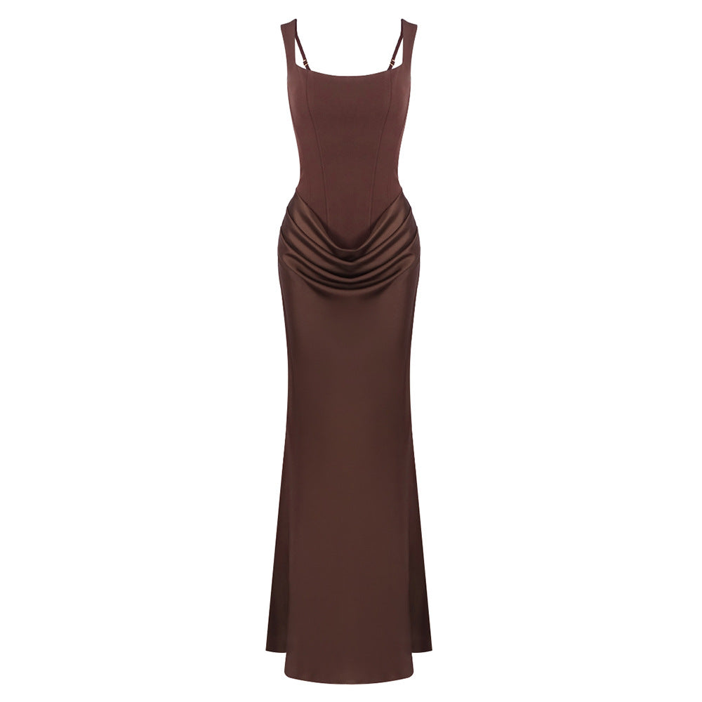 Drawstring Pleated A-Line Dress