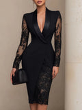 Lace Patchwork Long Sleeve Dress