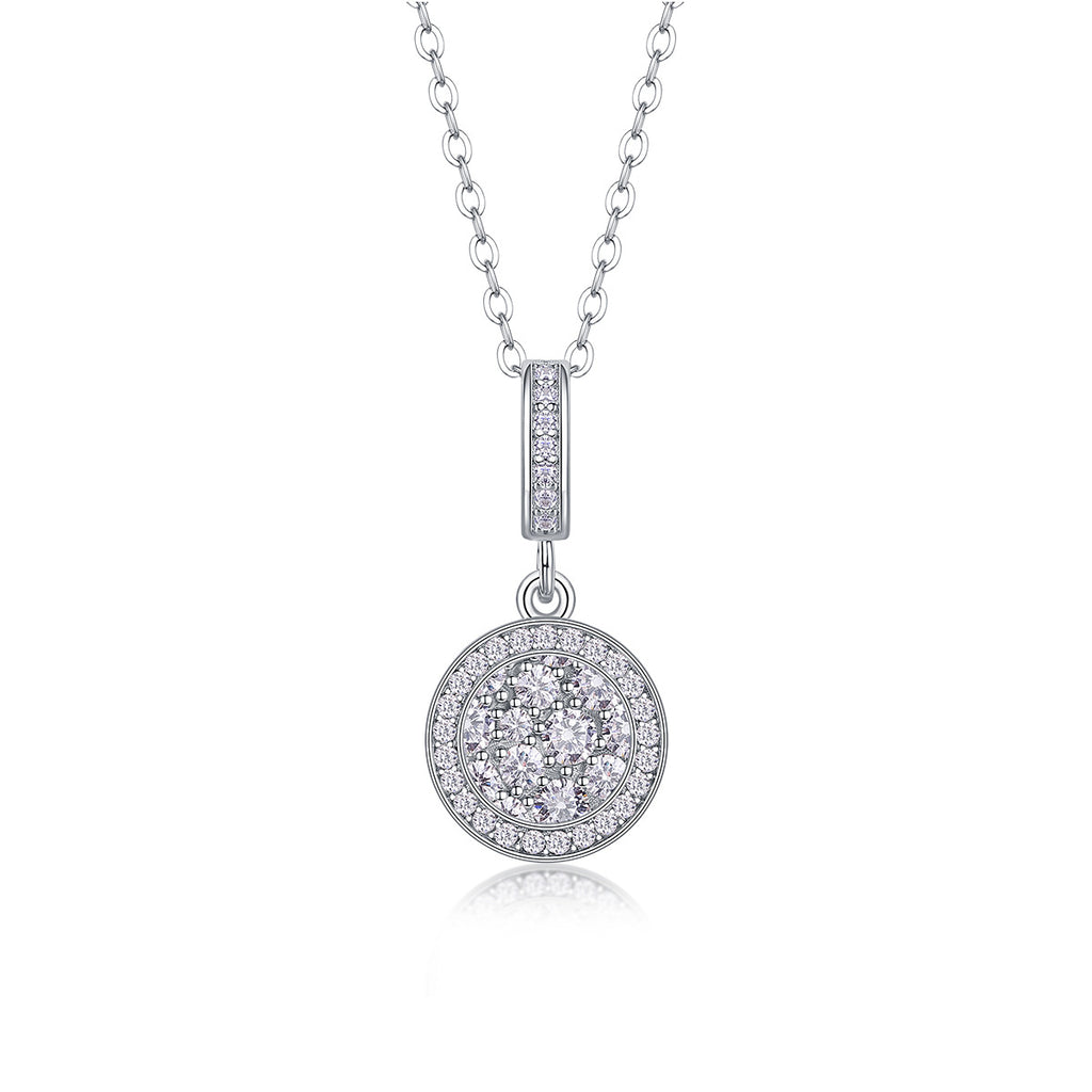 Sterling Silver Moissanite Geometric Pendant Necklace