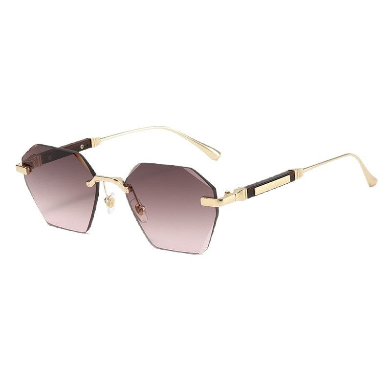 Wavy Pattern Frameless Square Metal Sunglasses UV400 Protection Fashion Driving Outdoor Glasses