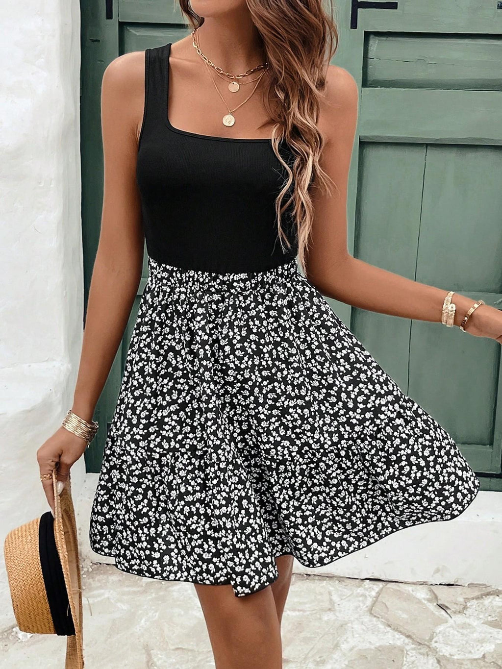 Sleeveless Floral Patchwork Dress